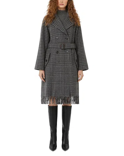 Weekend Max Mara Wool Tweed Prince Of Wales Check Overcoat In Black