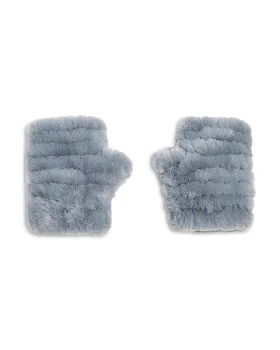 Jocelyn Mandy Faux Fur Fingerless Mittens In Blue