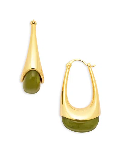 Aqua Elysee Stone Hoop Earrings - Exclusive In Gold