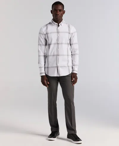 Perry Ellis Men's Long Sleeve Ombre Plaid Shirt In White