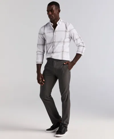 Perry Ellis Men's Long Sleeve Ombre Plaid Shirt In White