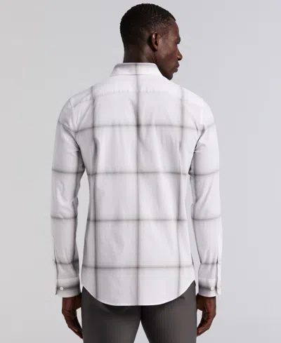 Perry Ellis Men's Long Sleeve Ombre Plaid Shirt In White