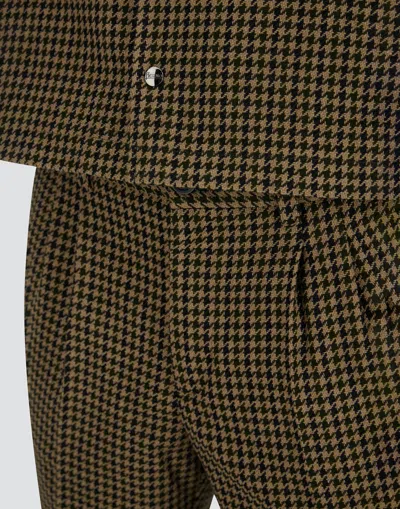 Herno Trousers In Houndstooth Wool And Cotton In Green