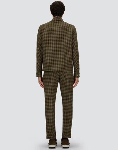 Herno Trousers In Houndstooth Wool And Cotton In Green