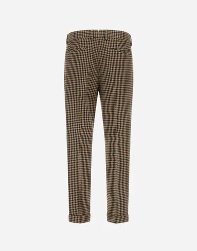Herno Trousers In Houndstooth Wool And Cotton In Green