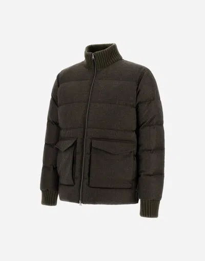 Herno Wool And Cashmere Bomber Jacket Jackets And Coats Green In Green