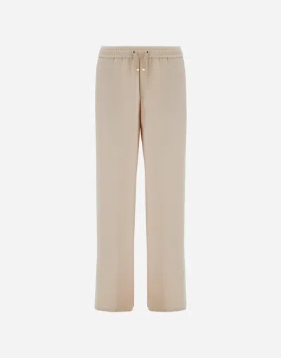 Herno Pants With Elasticized Waist Trousers Beige In Neutral