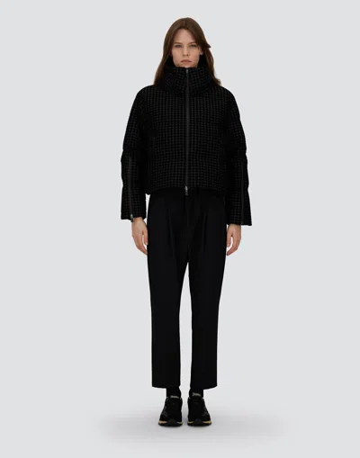 Herno Tech Pied De Poule And 2 Layer Windstopper Cape In Black