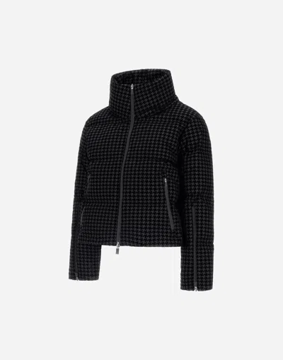 Herno Tech Pied De Poule And 2 Layer Windstopper Cape In Black