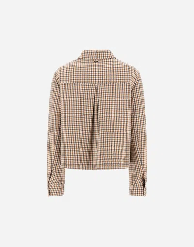 Herno Wool Cotton Houndstooth Shacket In Neutral