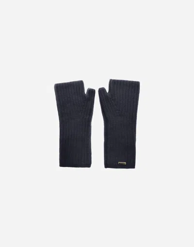 Herno Gloves In Cob Stitch Carded Wool In Gray
