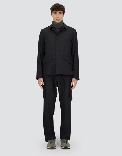 Herno Cargo Trousers In Wool Flannel In Animal Print