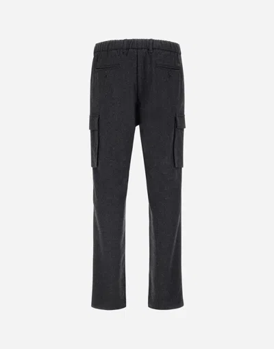 Herno Cargo Trousers In Wool Flannel In Animal Print