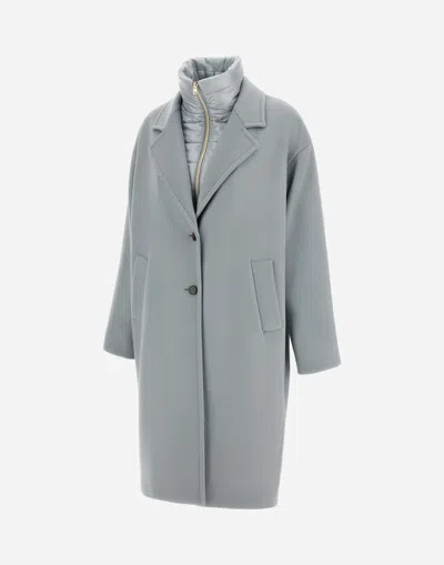 Herno Velour Wool Cloth And Nylon Ultralight Coat In Blue