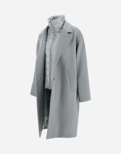 Herno Velour Wool Cloth And Nylon Ultralight Coat In Blue