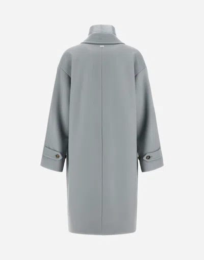 Herno Velour Wool Cloth And Nylon Ultralight Coat In Blue