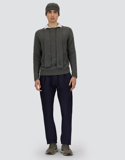 Herno Ribbed Crew-neck Sweater In Gray