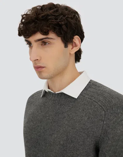 Herno Ribbed Crew-neck Sweater In Gray