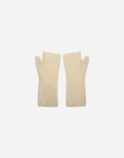 Herno Gloves In Cob Stitch Carded Wool In Neutral
