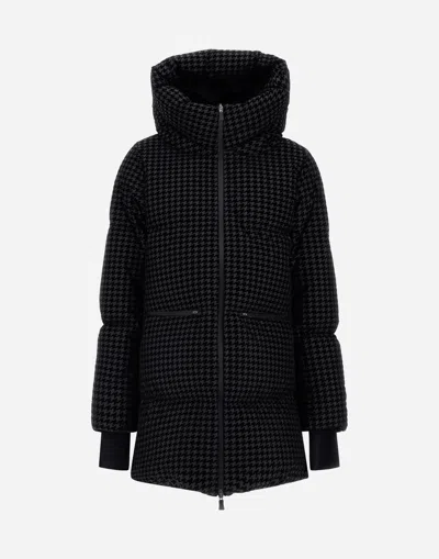Herno Parka In Tech Houndstooth And 2-layer Windstopper In Black