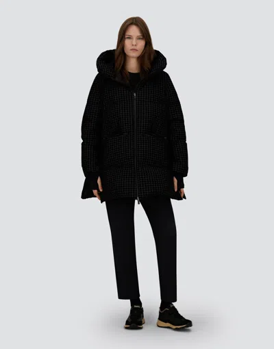 Herno Parka In Tech Houndstooth And 2-layer Windstopper In Black