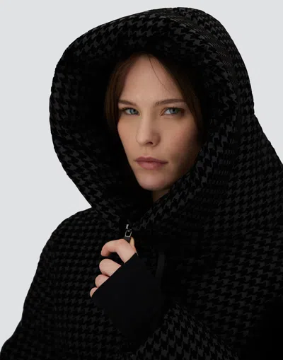 Herno Parka In Tech Houndstooth And 2-layer Windstopper In Black