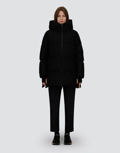 Herno Parka In Tech Houndstooth And 2-layer Windstopper In Black
