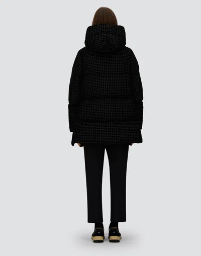 Herno Parka In Tech Houndstooth And 2-layer Windstopper In Black