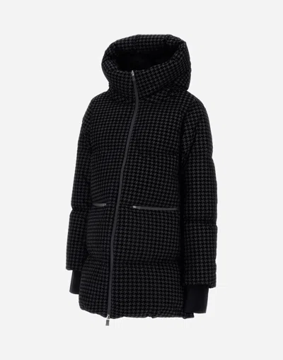 Herno Parka In Tech Houndstooth And 2-layer Windstopper In Black