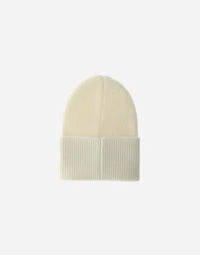 Herno Beanie In Ribbed Merino Wool In White