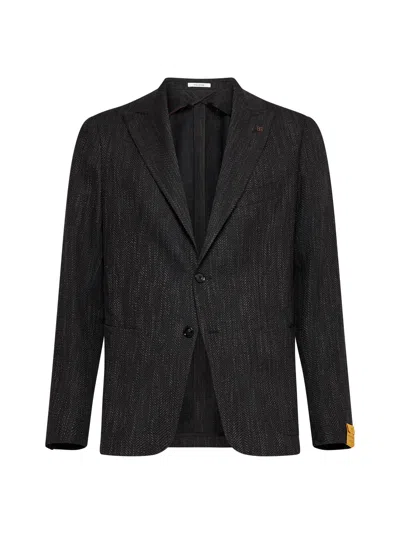 Tagliatore Montecarlo Wool And Silk-blend Blazer In Black