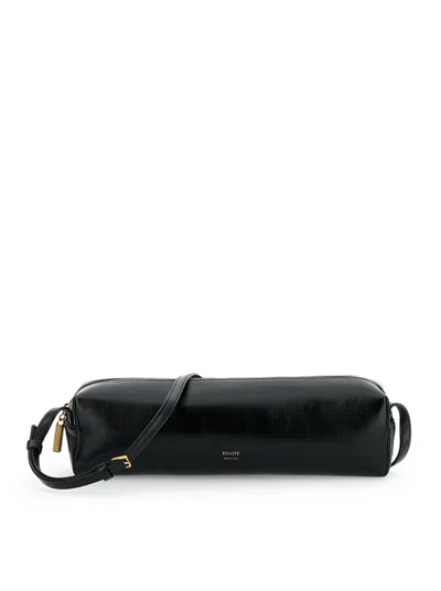 Khaite Kye Glossed-leather Shoulder Bag In Black