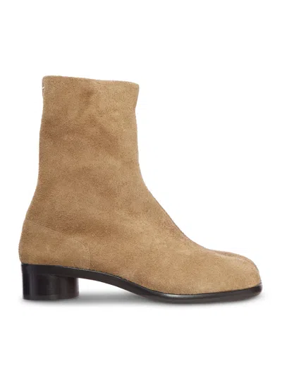 Maison Margiela Beige Suede Tabi Ankle Boots In Neutral