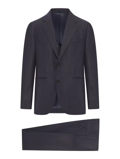 Lardini Wool Single-breasted Suit In Blue