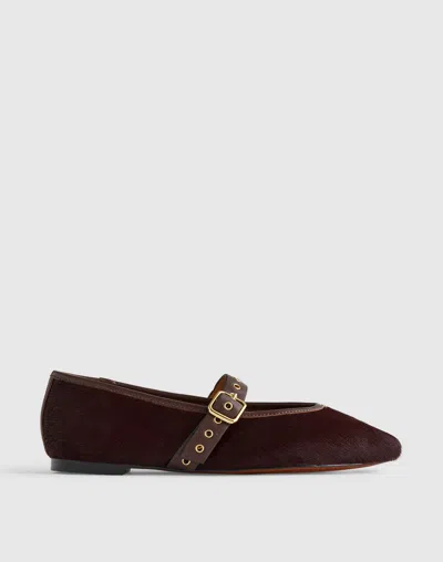 Madewell The Remy Calf Hair Mary Jane Flat In Brown