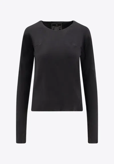 Y-3 W Run Ls Techical Fabric T-shirt In Black