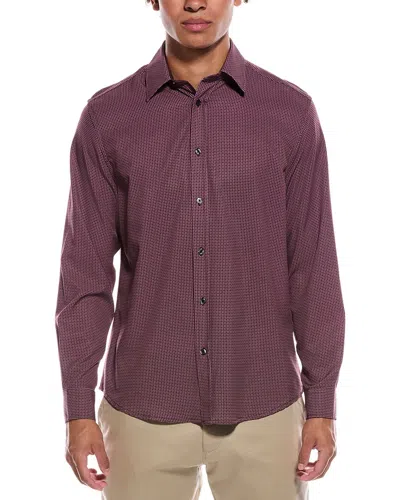 Report Collection 4-way Geo Print Woven Sport Shirt In Burgundy