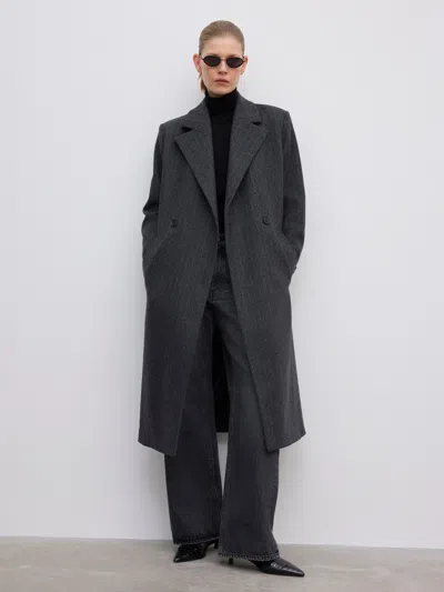 House Of Dagmar Db Pinstripe Coat In Gray