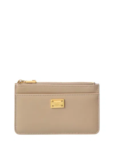Dolce & Gabbana Calfskin Plongé Card Holder In Brown