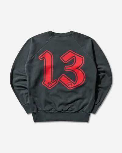 Aries Faded Supportive Finger Raglan Sweatshirt In Gray