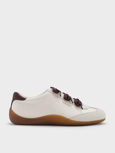 Charles & Keith - Satin Textured Contrast-panel Triple-bow Sneakers In Multi