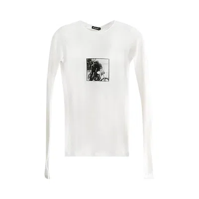 Pre-owned Ann Demeulemeester Fiene Slim Fit Long Sleeve T-shirt 'ivory' | Grey | Women's Size M In Gray