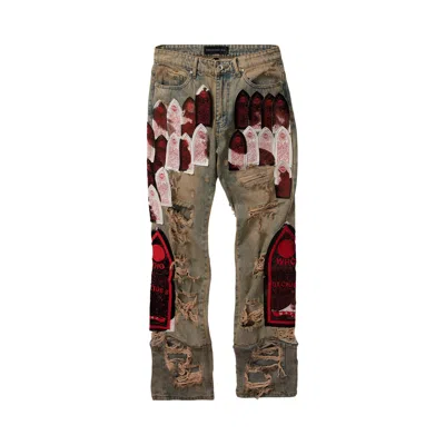 Pre-owned Who Decides War Sangre Patch Denim Pants 'multicolor' | Multi-color | Men's Size 28
