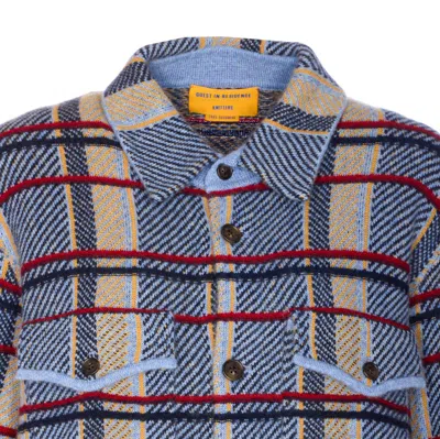 Guest In Residence Heather Blue Plaid Cashmere Work Shirt Jacket In Multi