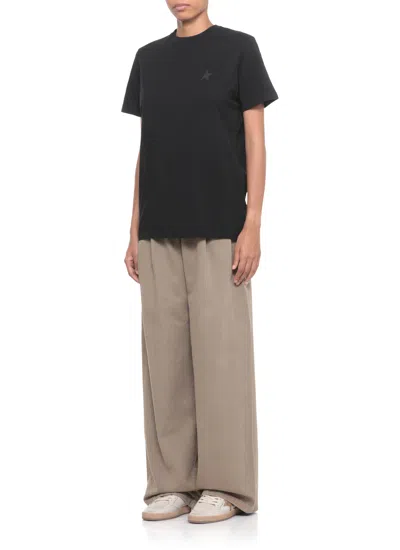 Golden Goose Black Logo-embroidered Short-sleeved T-shirt In Black