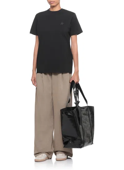 Golden Goose Black Logo-embroidered Short-sleeved T-shirt In Black