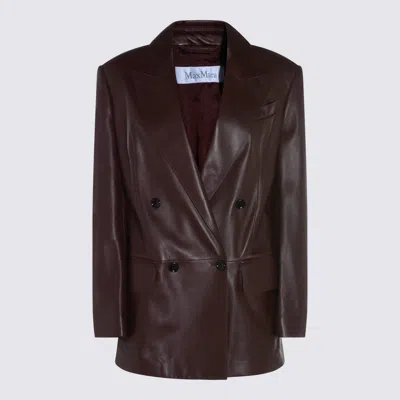 Max Mara Nappa Leather Olimpia Blazer In Red