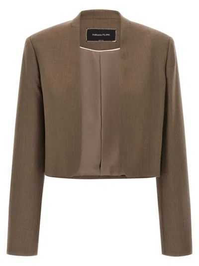 Fabiana Filippi Cropped Pinstripe Jacket In Brown