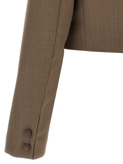 Fabiana Filippi Cropped Pinstripe Jacket In Brown