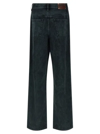 Dries Van Noten Wide-leg Denim Trousers Five Pocket Style In Green